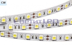 Лента LED, IP33, 12V, SMD5050, 14.4W/м, 60LED/м, белый холодный, эконом
