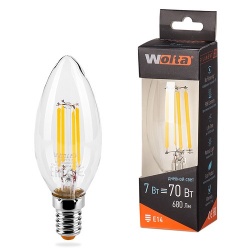 Лампа LED E14(свеча), 7W, 220V, нейтральный 4000К, 730Lm, филаментная