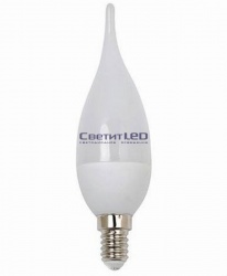 Лампа LED E14(cвеча на ветру), 6W, 220V, теплый 3000К, 500Lm