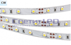 Лента LED, IP33, 12V, SMD3528, 4.8W/м, 60LED/м, белый холодный