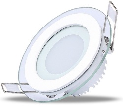 Светильник LED встраевымый, круг, белый, 6W, 220V, нейтральный 4000К, 480Lm, со стеклом