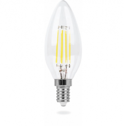 Лампа LED E14(свеча), 5W, 220V, теплый 2700К, 530Lm, филаментная
