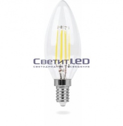 Лампа LED E14(свеча), 7W, 220V, теплый 2700К, 520Lm, филаментная