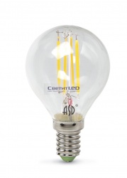 Лампа LED E14(шар), 6W, 220V, теплый 2700К, 460Lm, филаментная