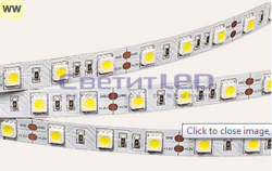 Лента LED, IP33, 12V, SMD5050, 14.4W/м, 60LED/м, белый теплый, эконом