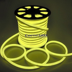 Леднеон-Флекс 24V, Желтый, 14,5х27,5мм, ПВХ-белый, 4,7 Вт/м, 72 LED