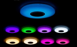 Светодиодная люстра, круг, 52W, 220V, управляемый 3000-6000К, 4200Lm, RGB, музыкальная колонка, с пультом 