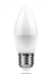 Лампа LED E27(свеча), 9W, 220V, холодный 6400К, 840Lm