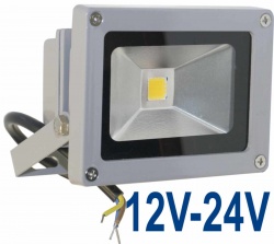 Прожектор LED 10W, 12-24V, теплый белый, COB, серый, низковольтный