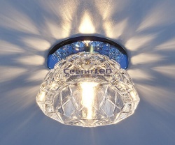 Светильник точечный (Спот) G9, зеркальный/синий, стекло, 6237 G9 BL
