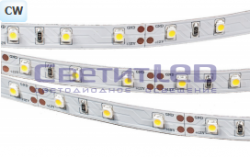 Лента LED, IP33, 12V, SMD3528, 4.8W/м, 60LED/м, белый холодный, LUX