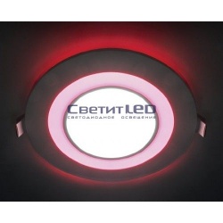 Светильник LED встраиваемый, круг, белый, красная подсветка,16W, 220V, нейтральный 4000К, 1280Lm