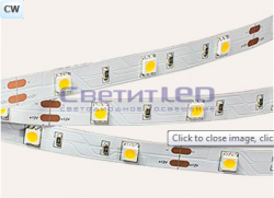 Лента LED, IP33, 12V, SMD5050, 7.2W/м, 30LED/м, белый холодный, эконом