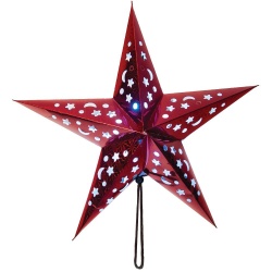 Светильник-подвеска "Звезда", красная, 45см, из бумаги, питание от 2х бат. CR2032