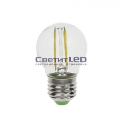 Лампа LED E27(шар), 6W, 220V, холодный 6500К, 450Lm, филаментная